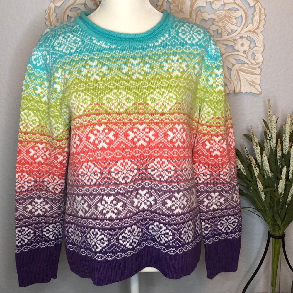 Carolyn Taylor Rainbow Winter Sweater with Roll Neck Medium - Picture 1 of 10